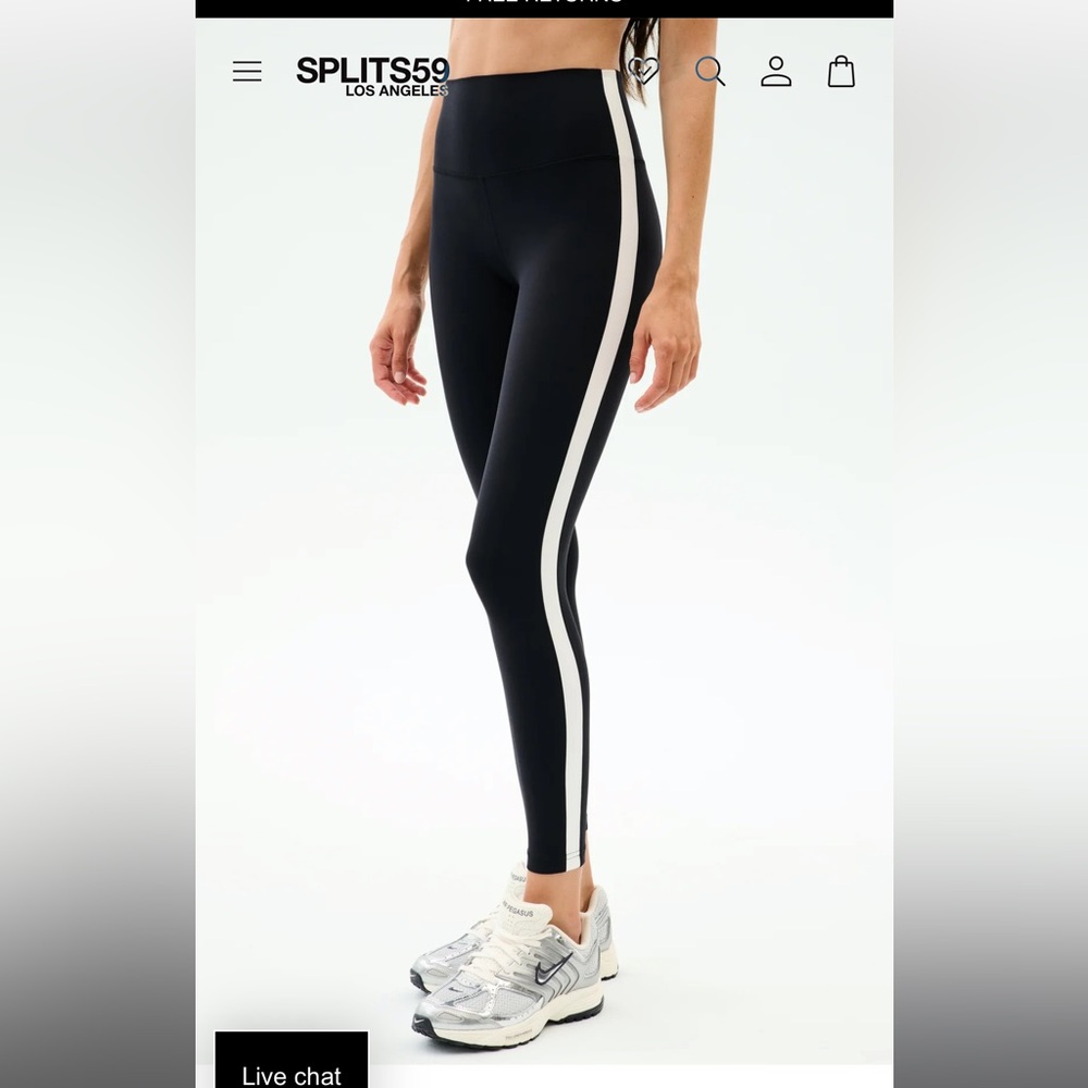 Splits59 Women's Black Leggings with White Stripe